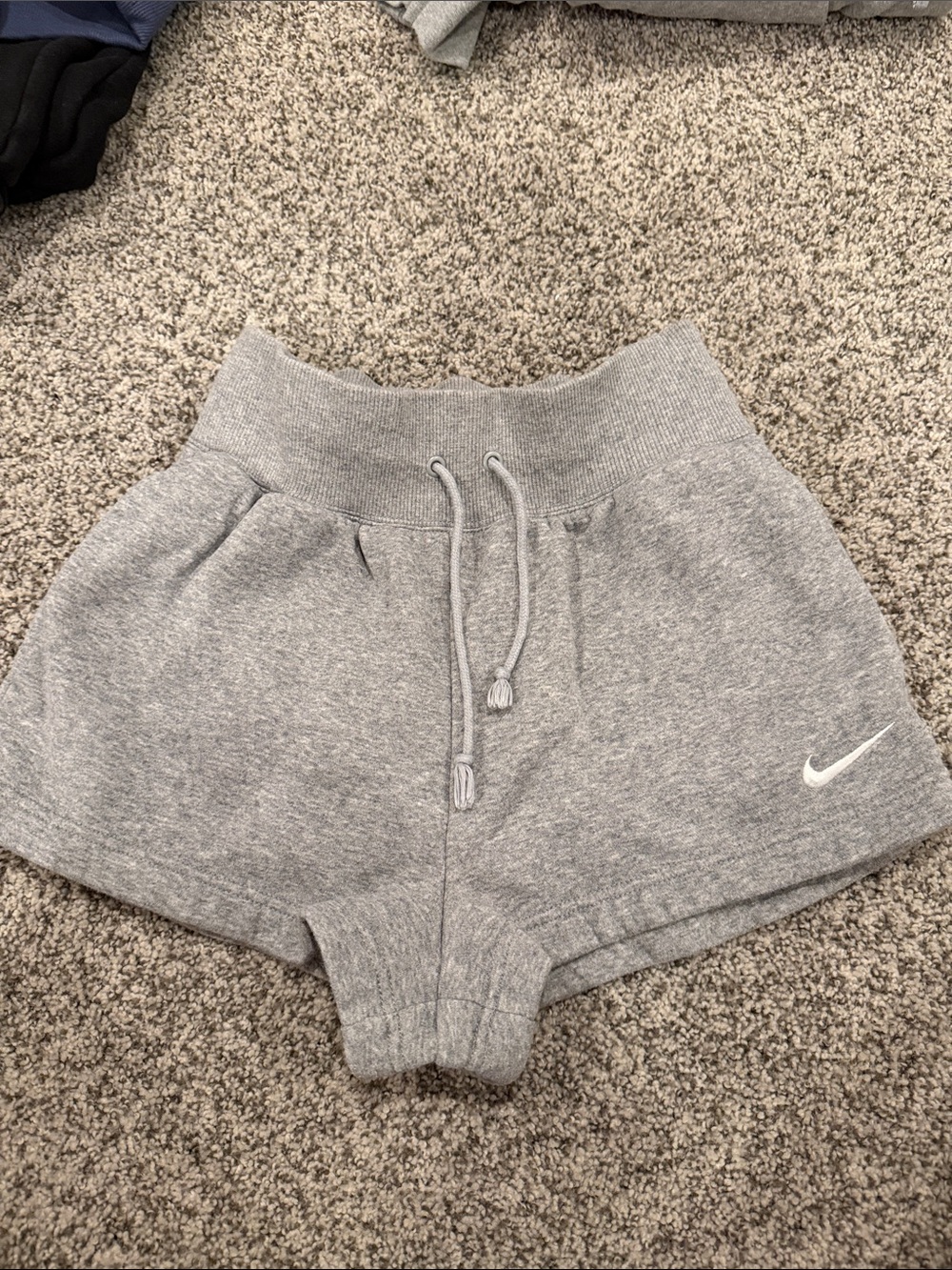 Nike Women's Light Gray Terry Drawstring Athletic Shorts
